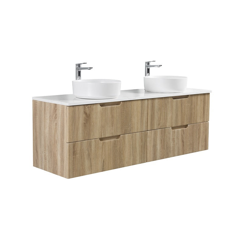 Kelsa 1500 Double Fluted White Oak Wall Hung Vanity - Image 2