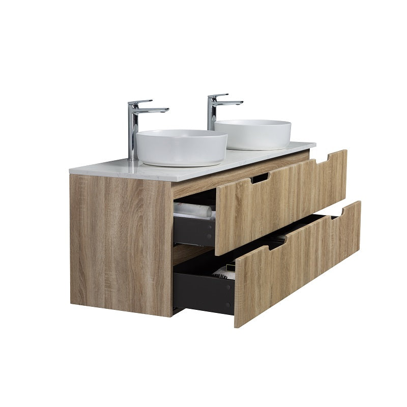 Kelsa 1500 Double Fluted White Oak Wall Hung Vanity - Image 3