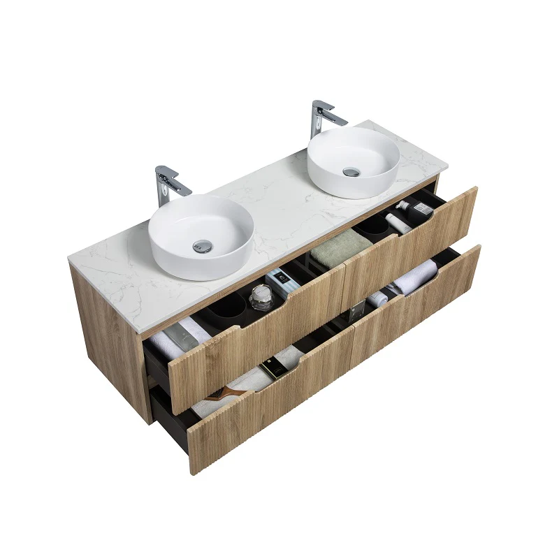 Kelsa 1500 Double Fluted White Oak Wall Hung Vanity - Image 7