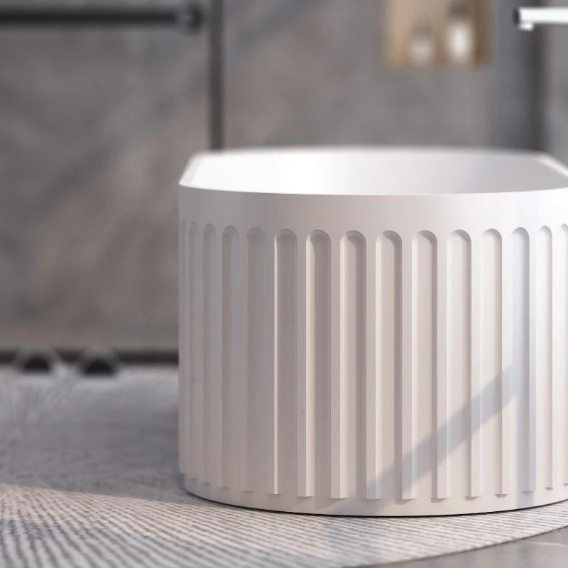 Kelsa 1700mm Stone Fluted Matte White Freestanding Bath Tub - Image 3