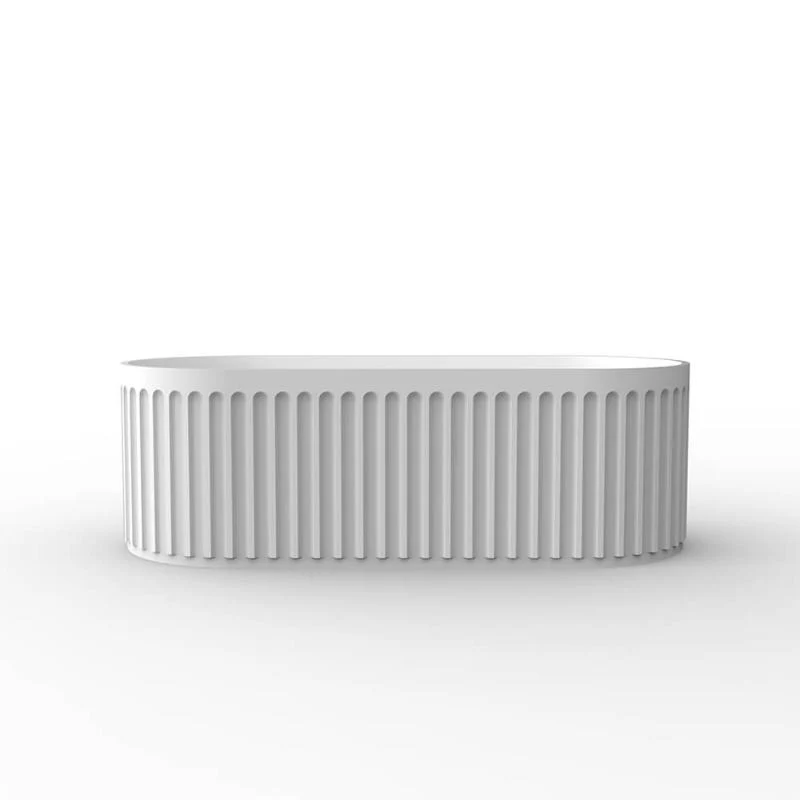 Kelsa 1700mm Stone Fluted Matte White Freestanding Bath Tub - Image 4