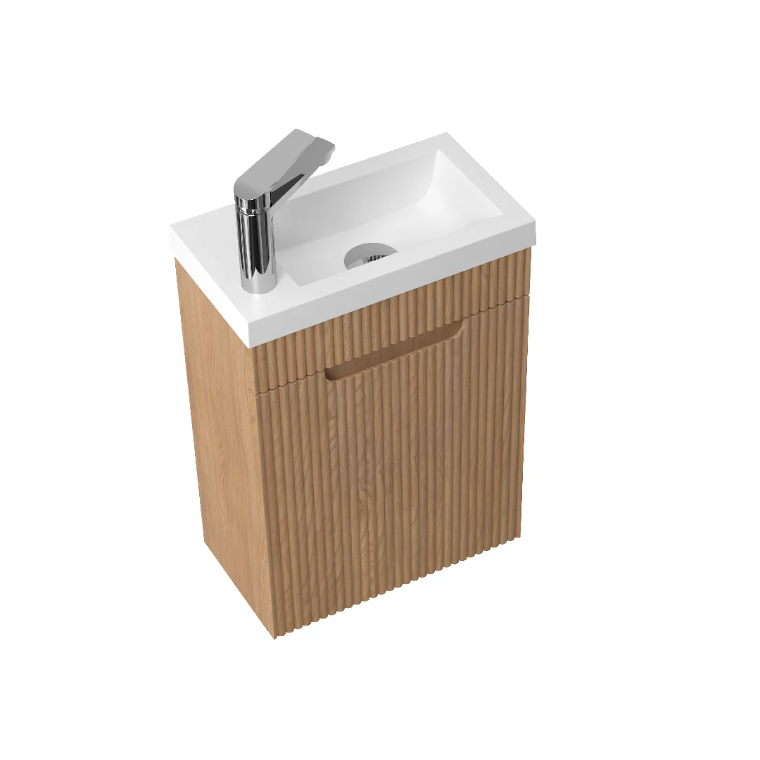 Kelsa 400 Fluted Desert Oak Wall Hung Vanity - Image 2