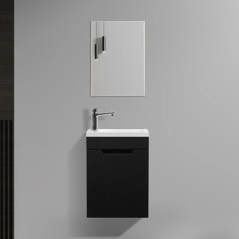 Kelsa 400 Fluted Matte Black Wall Hung Vanity