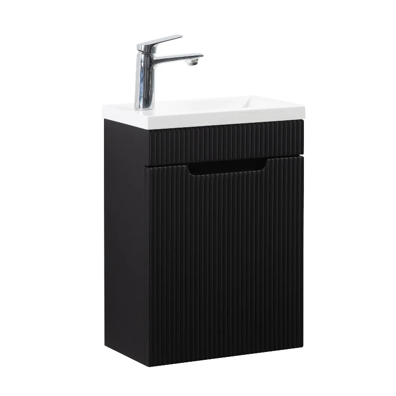 Kelsa 400 Fluted Matte Black Wall Hung Vanity - Image 2