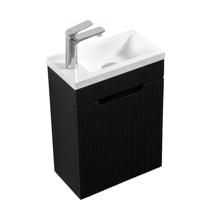 Kelsa 400 Fluted Matte Black Wall Hung Vanity - Image 3