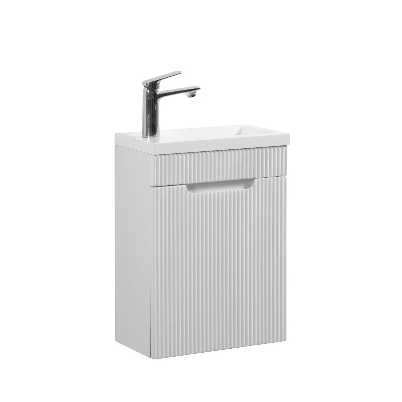 Kelsa 400 Fluted Matte White Wall Hung Vanity - Image 3