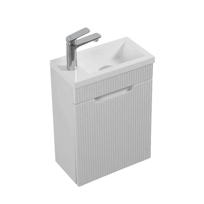 Kelsa 400 Fluted Matte White Wall Hung Vanity - Image 5