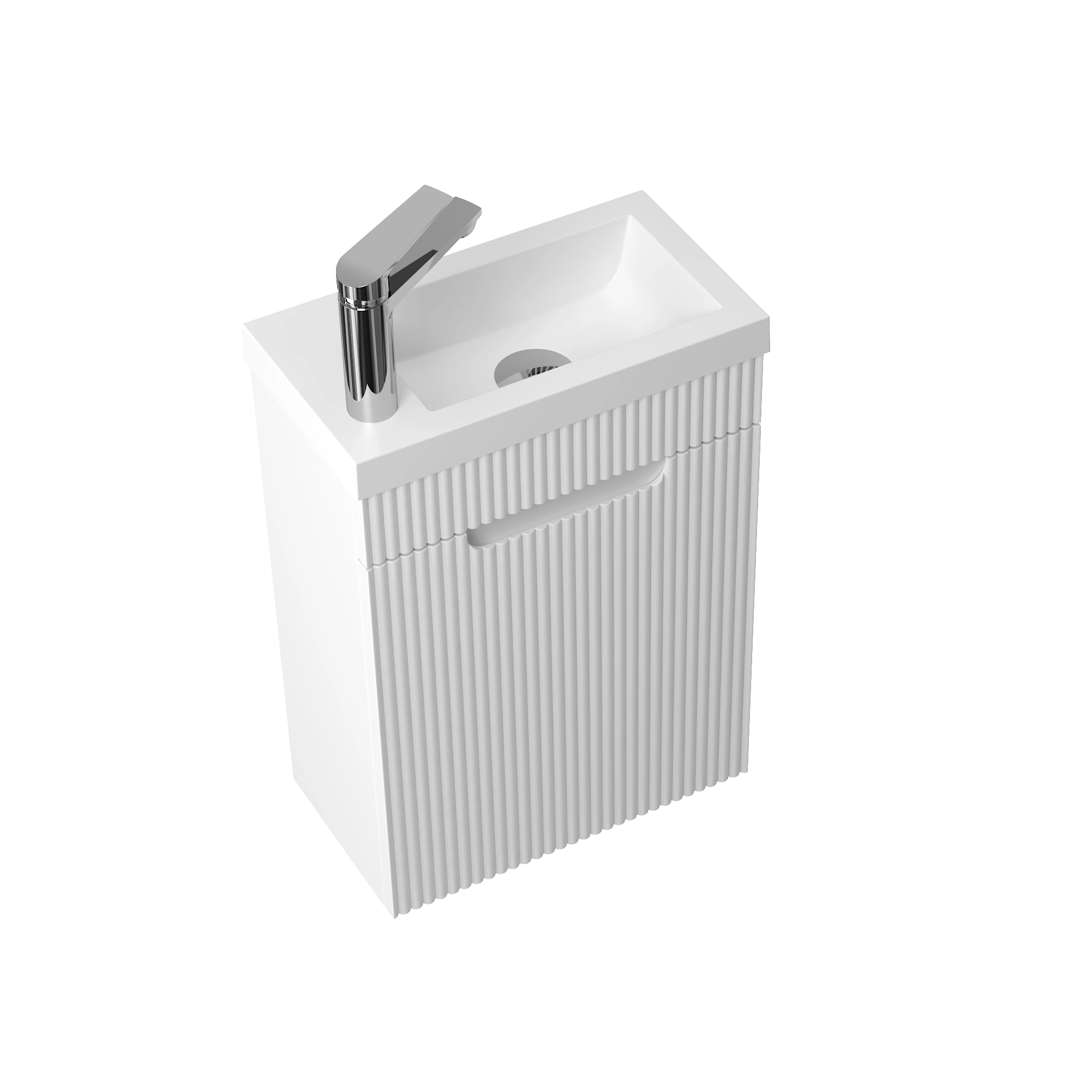 Kelsa 400 Fluted Matte White Wall Hung Vanity - Image 8