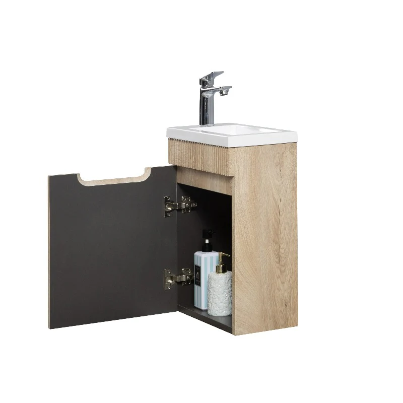 Kelsa 400 Fluted White Oak Wall Hung Vanity - Image 2