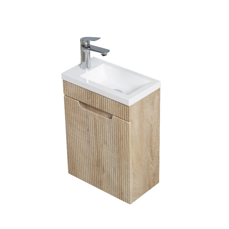 Kelsa 400 Fluted White Oak Wall Hung Vanity - Image 3
