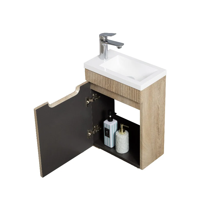 Kelsa 400 Fluted White Oak Wall Hung Vanity - Image 4