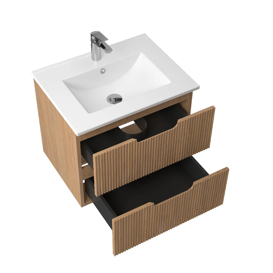 Kelsa 600 Fluted Desert Oak Wall Hung Vanity - Image 5