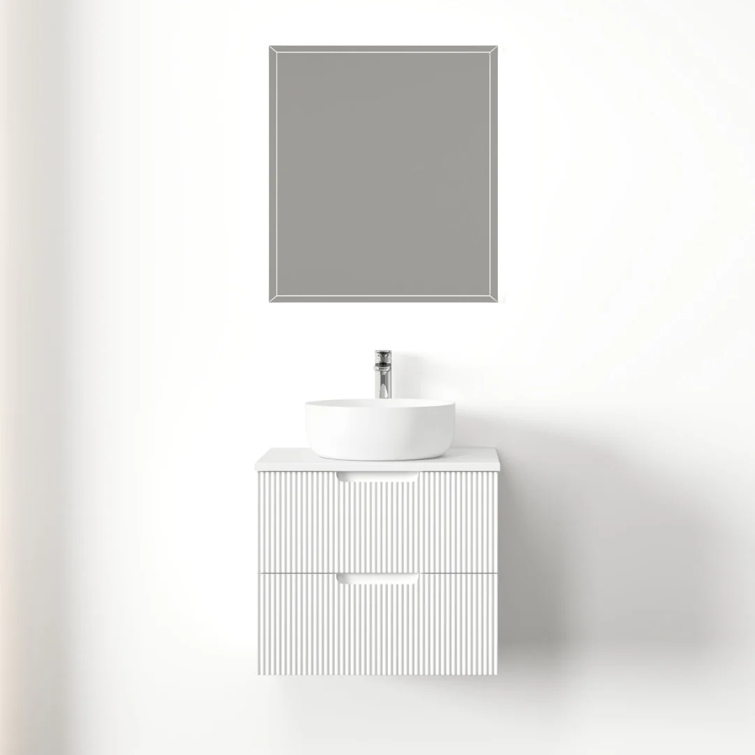 Kelsa 600 Fluted Matte White Wall Hung Vanity