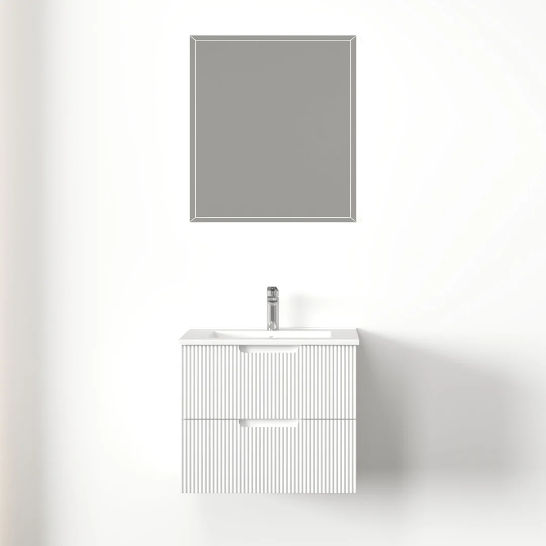 Kelsa 600 Fluted Matte White Wall Hung Vanity - Image 2