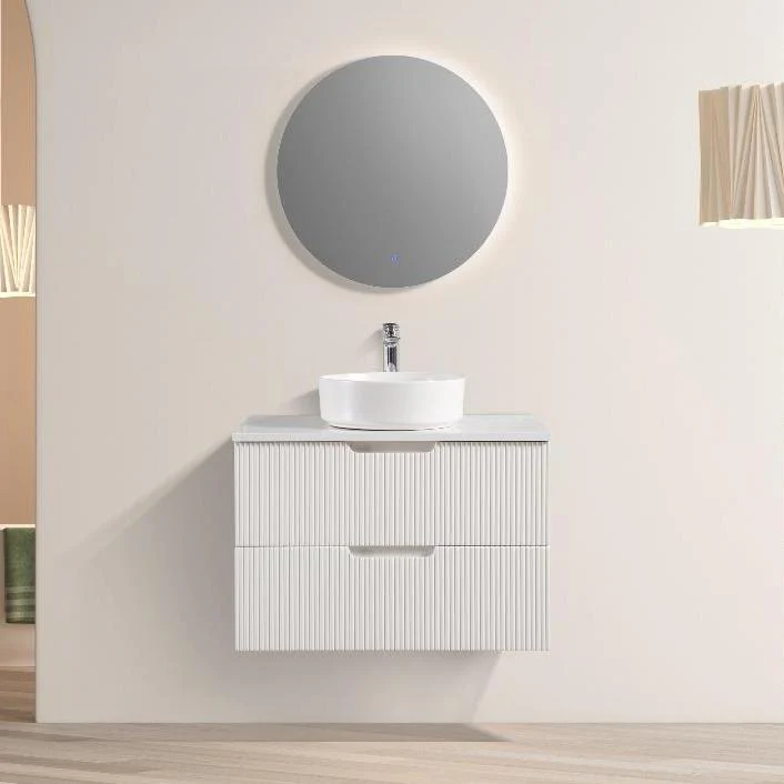 Kelsa 600 Fluted Matte White Wall Hung Vanity - Image 3