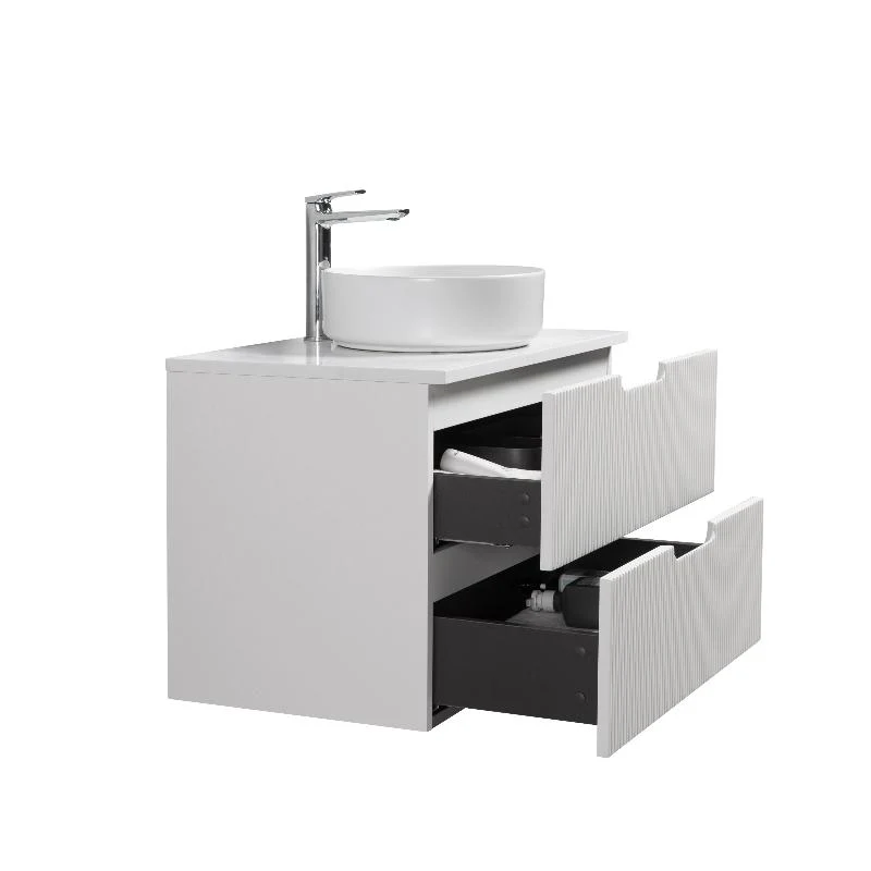 Kelsa 600 Fluted Matte White Wall Hung Vanity - Image 4