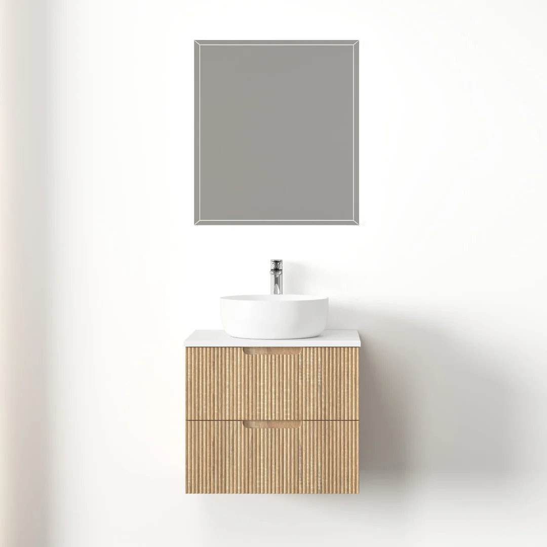 Kelsa 600 Fluted White Oak Wall Hung Vanity
