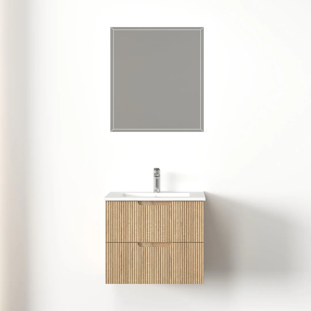 Kelsa 600 Fluted White Oak Wall Hung Vanity - Image 2