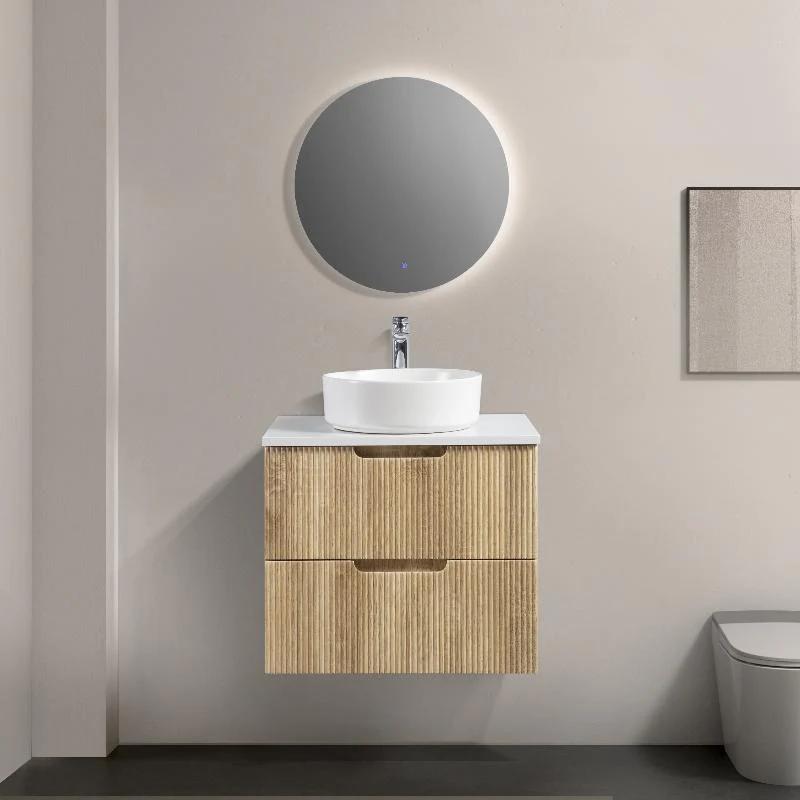 Kelsa 600 Fluted White Oak Wall Hung Vanity - Image 3