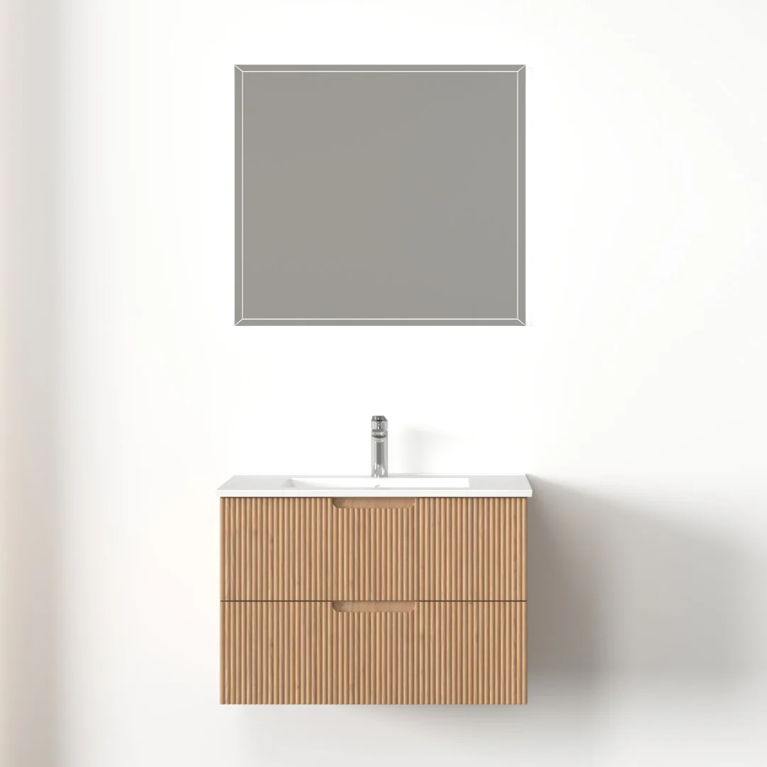 Kelsa 750 Fluted Desert Oak Wall Hung Vanity - Image 2