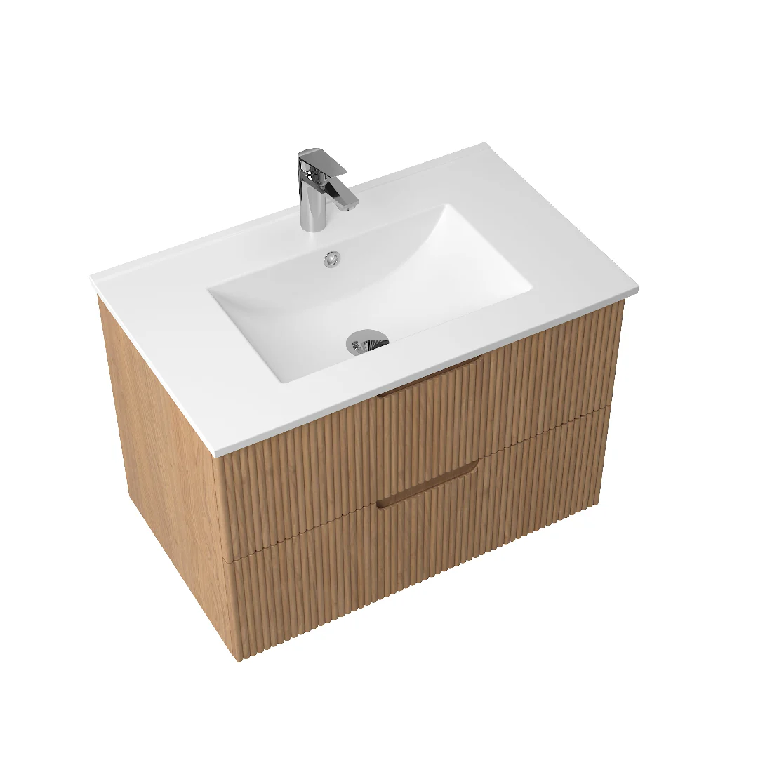 Kelsa 750 Fluted Desert Oak Wall Hung Vanity - Image 3