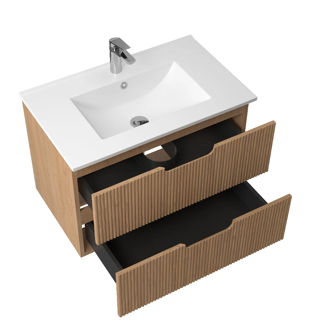 Kelsa 750 Fluted Desert Oak Wall Hung Vanity - Image 5