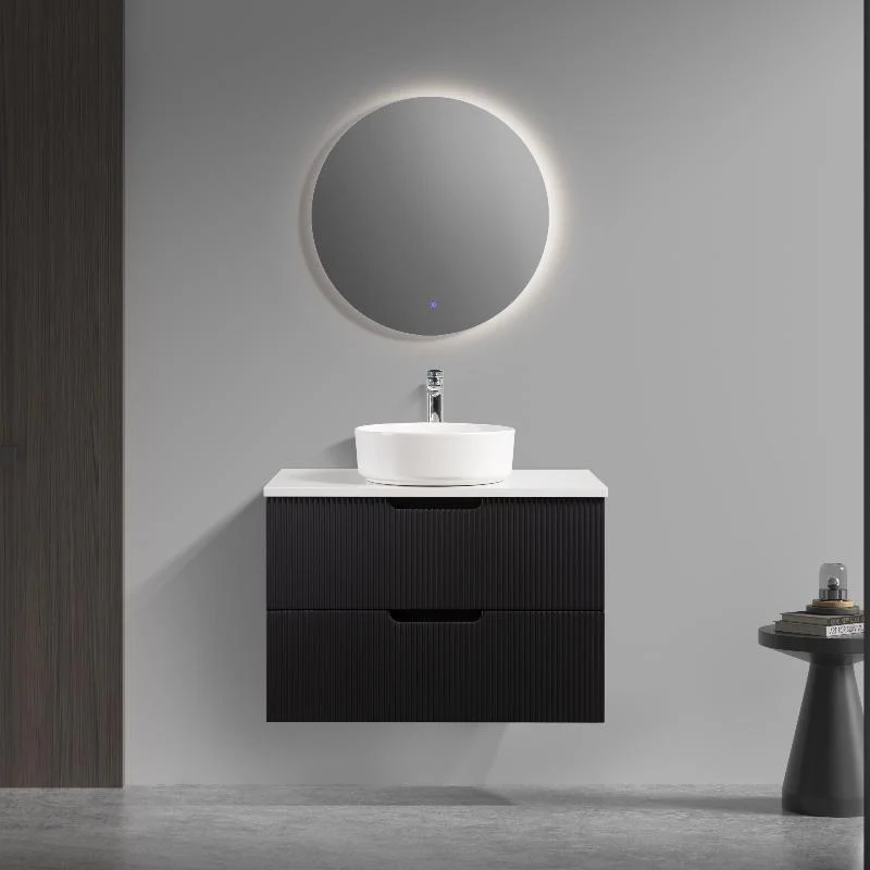 Kelsa 750 Fluted Matte Black Wall Hung Vanity - Image 3