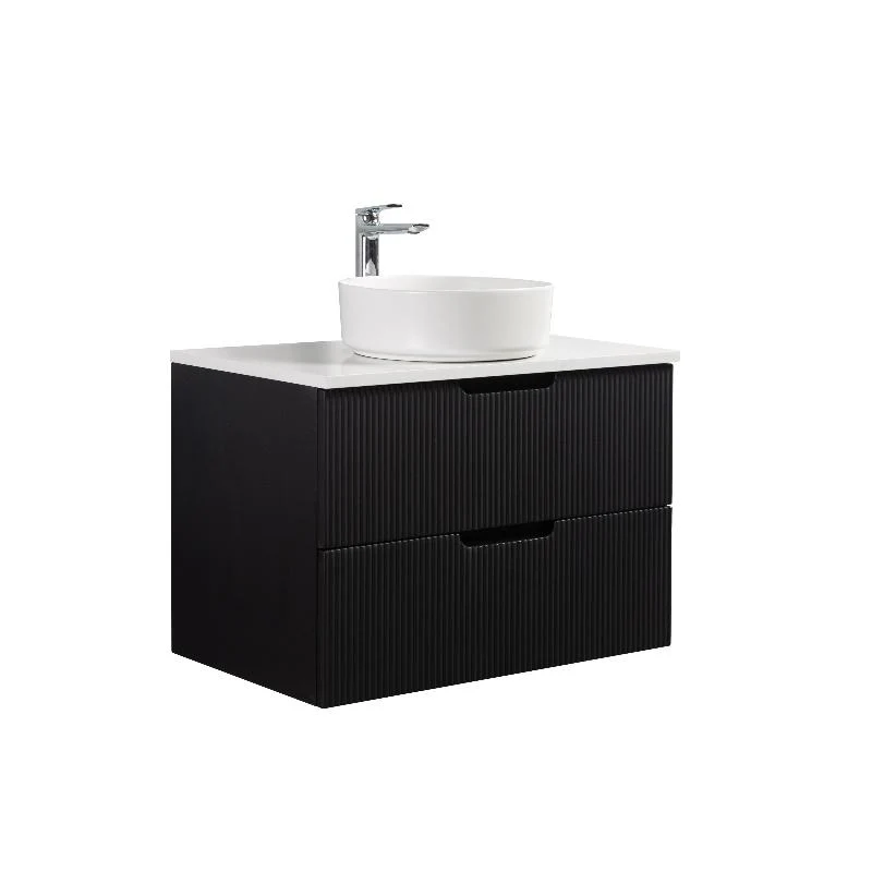 Kelsa 750 Fluted Matte Black Wall Hung Vanity - Image 4