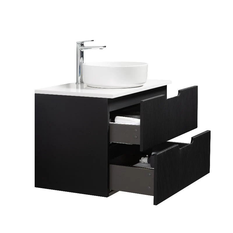 Kelsa 750 Fluted Matte Black Wall Hung Vanity - Image 5