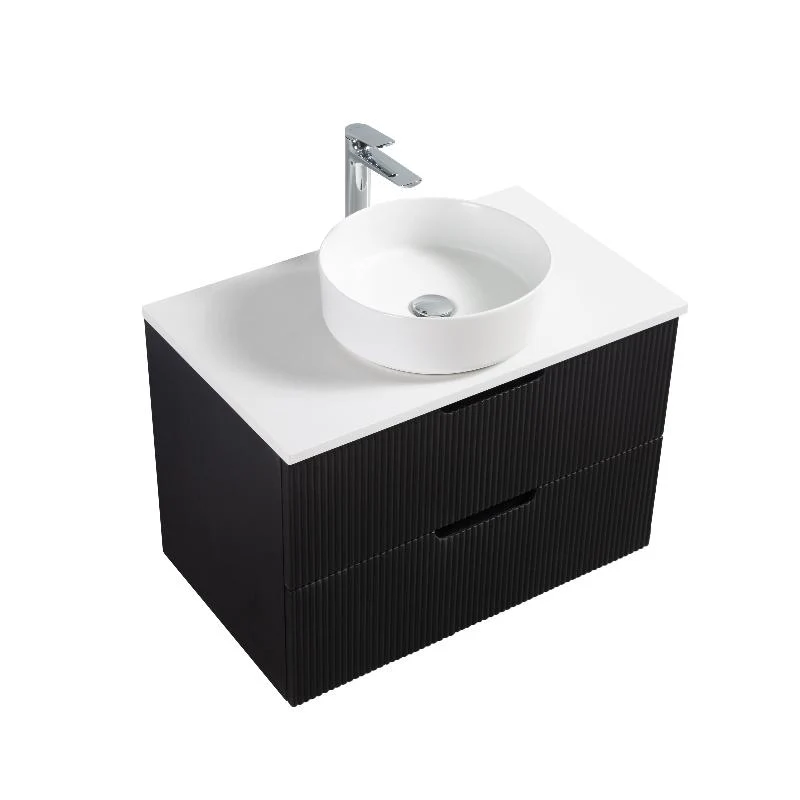 Kelsa 750 Fluted Matte Black Wall Hung Vanity - Image 6