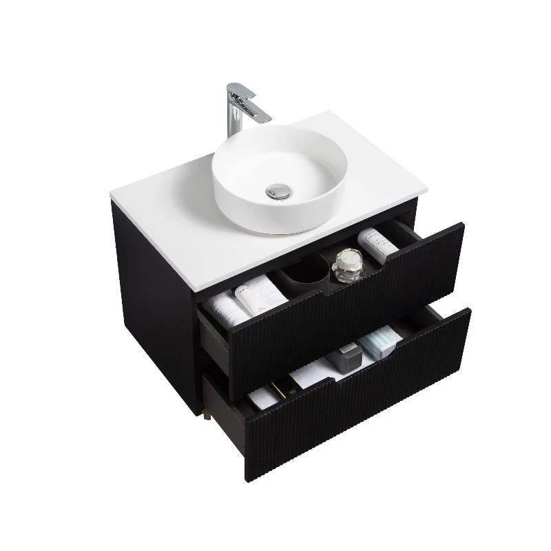 Kelsa 750 Fluted Matte Black Wall Hung Vanity - Image 7