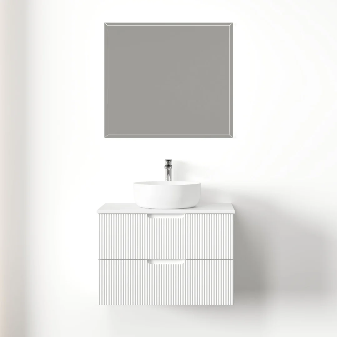 Kelsa 750 Fluted Matte White Wall Hung Vanity
