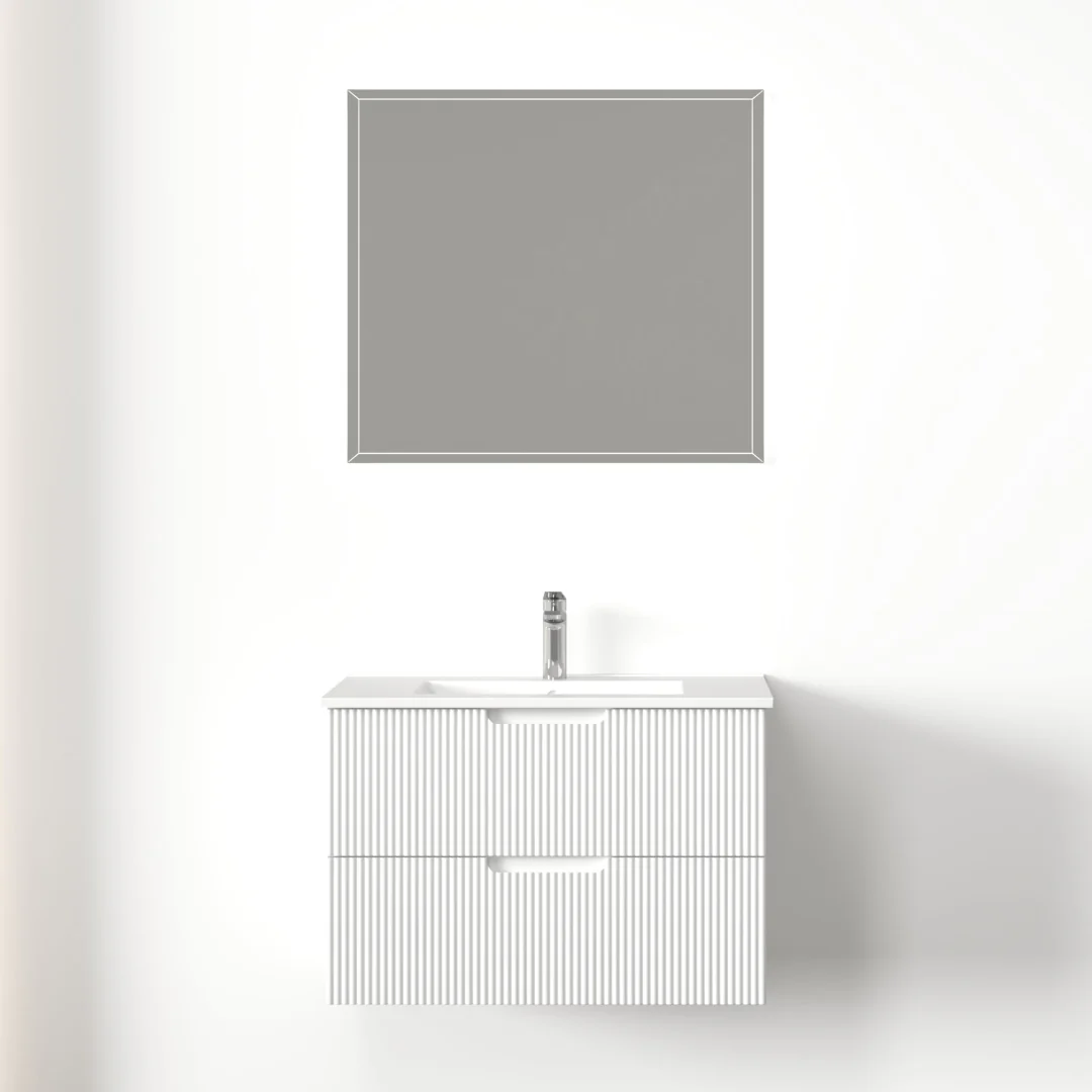 Kelsa 750 Fluted Matte White Wall Hung Vanity - Image 2