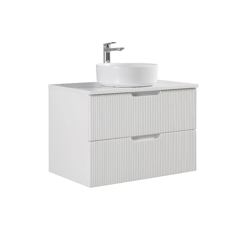 Kelsa 750 Fluted Matte White Wall Hung Vanity - Image 4