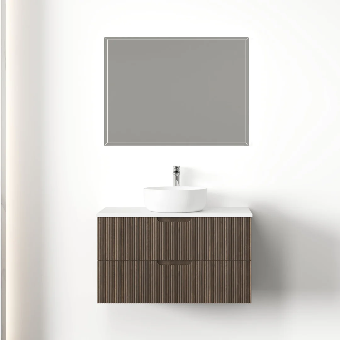 Kelsa 900 Fluted Walnut Wall Hung Vanity