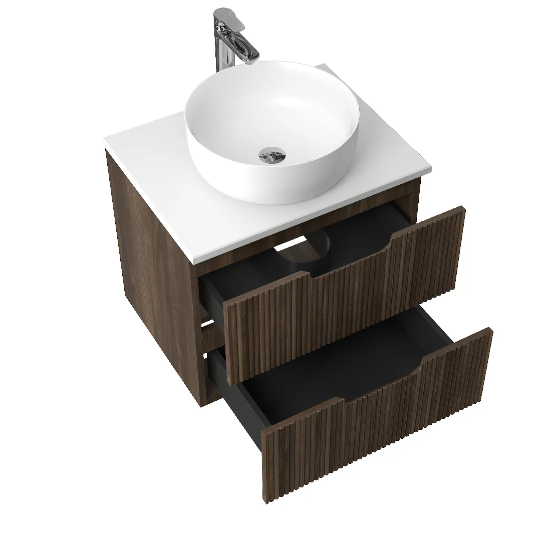 Kelsa 600 Fluted Walnut Wall Hung Vanity - Image 6