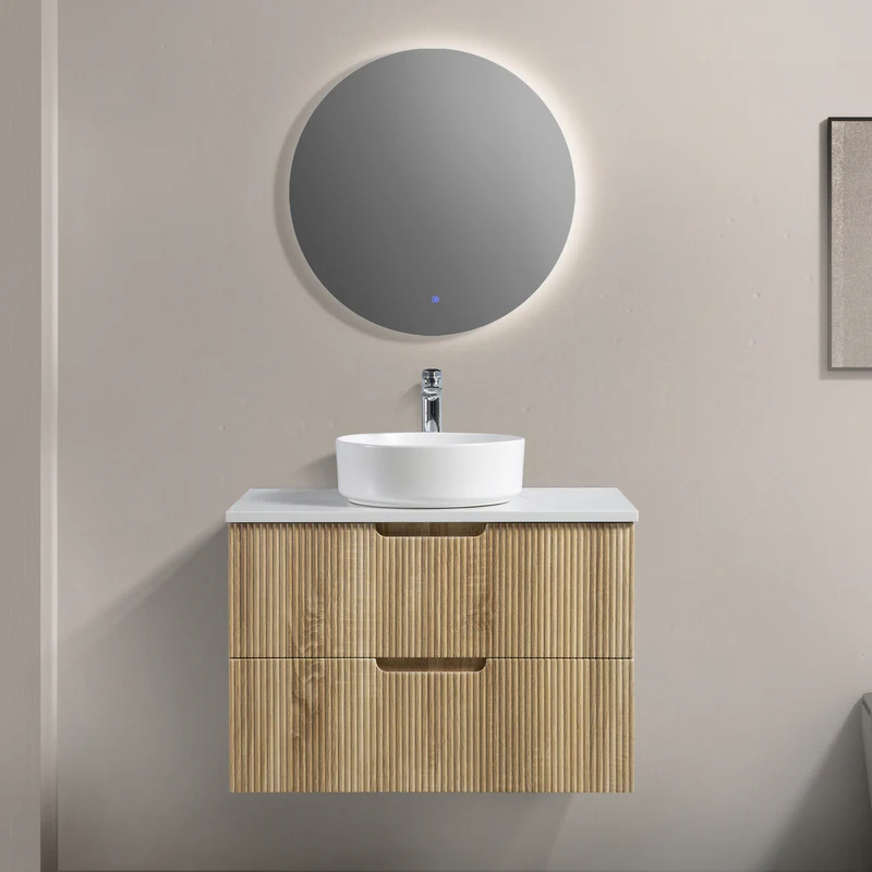 Kelsa 750 Fluted White Oak Wall Hung Vanity
