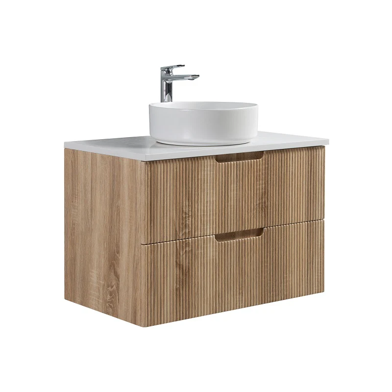 Kelsa 750 Fluted White Oak Wall Hung Vanity - Image 2