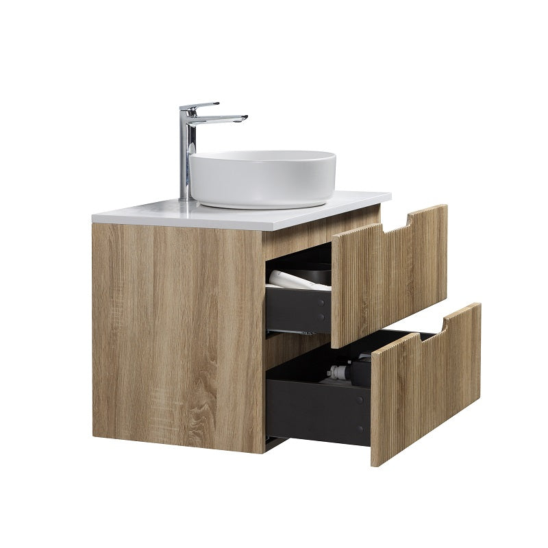 Kelsa 750 Fluted White Oak Wall Hung Vanity - Image 3