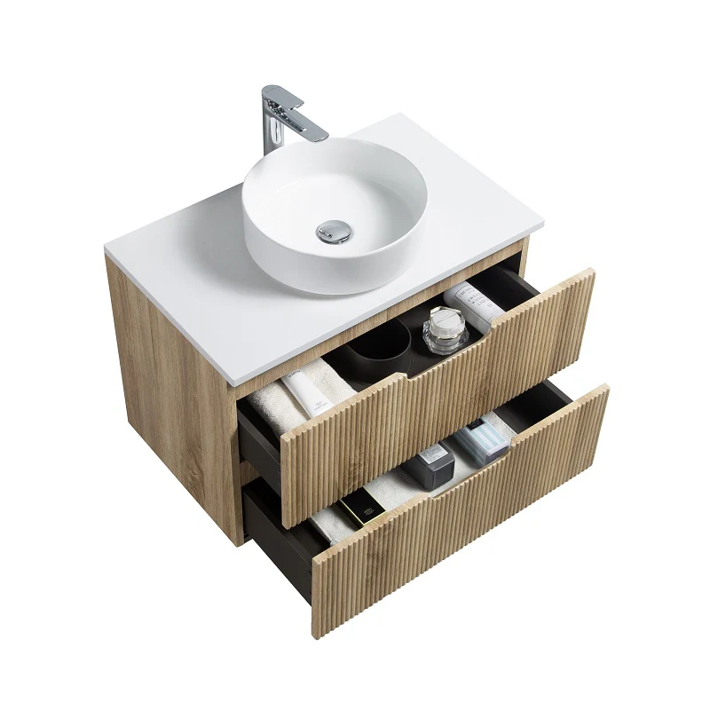 Kelsa 750 Fluted White Oak Wall Hung Vanity - Image 5