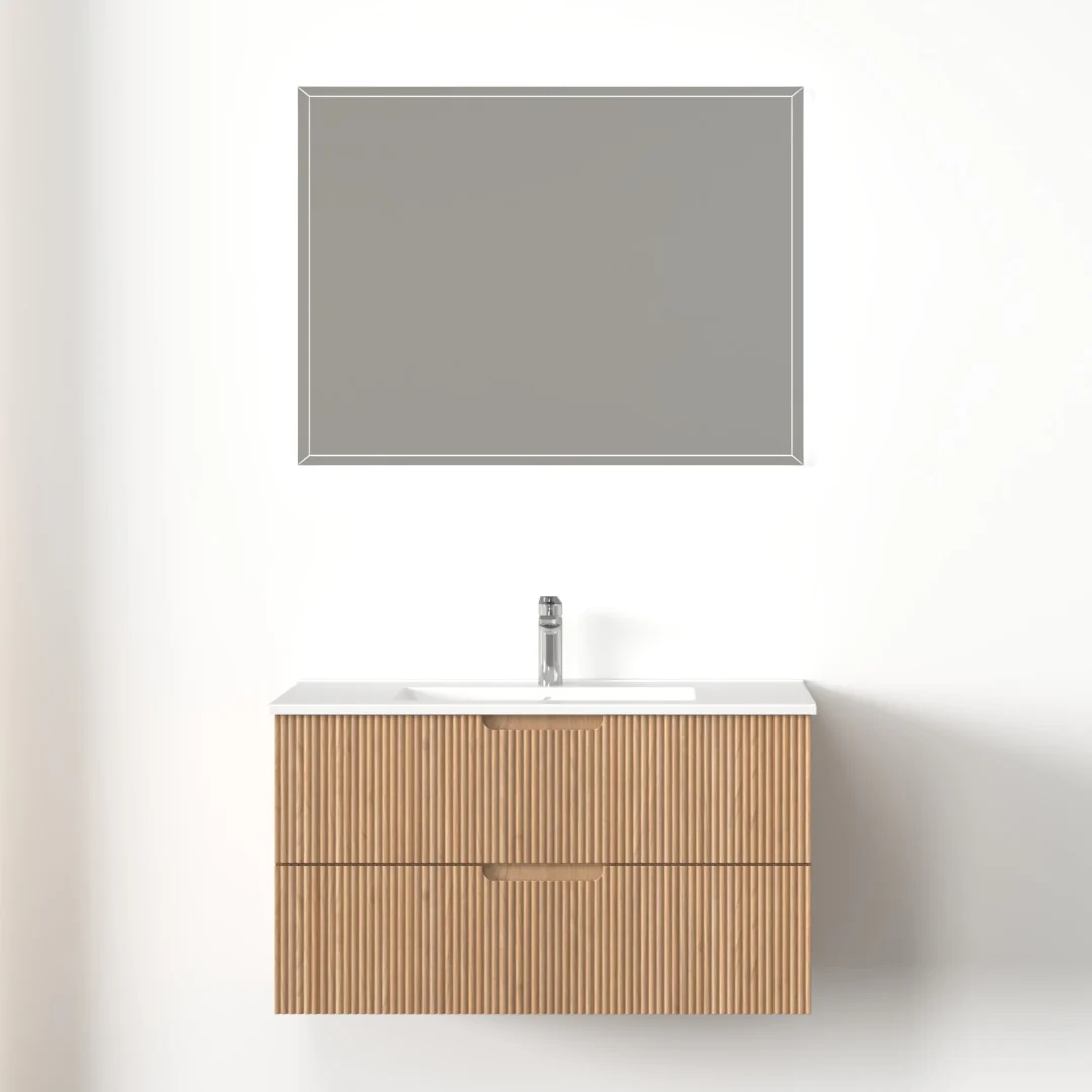 Kelsa 900 Fluted Desert Oak Wall Hung Vanity - Image 2