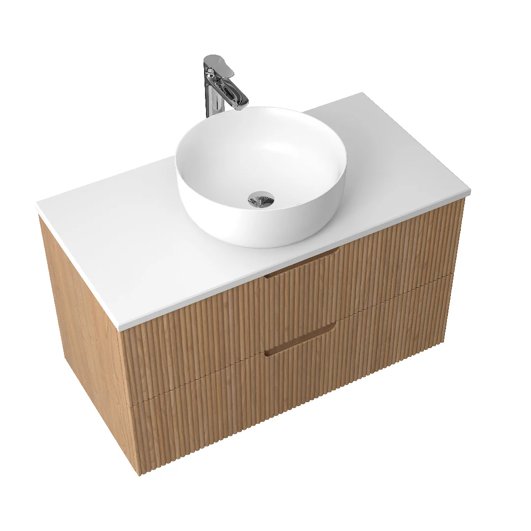 Kelsa 900 Fluted Desert Oak Wall Hung Vanity - Image 4