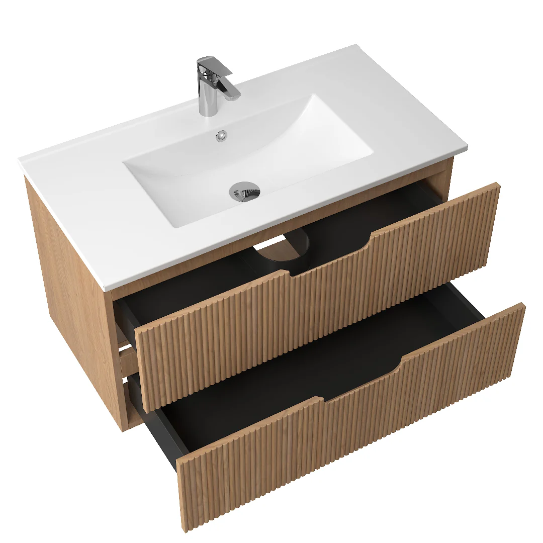 Kelsa 900 Fluted Desert Oak Wall Hung Vanity - Image 5