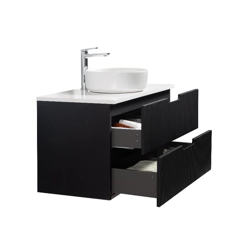 Kelsa 900 Fluted Matte Black Wall Hung Vanity - Image 4