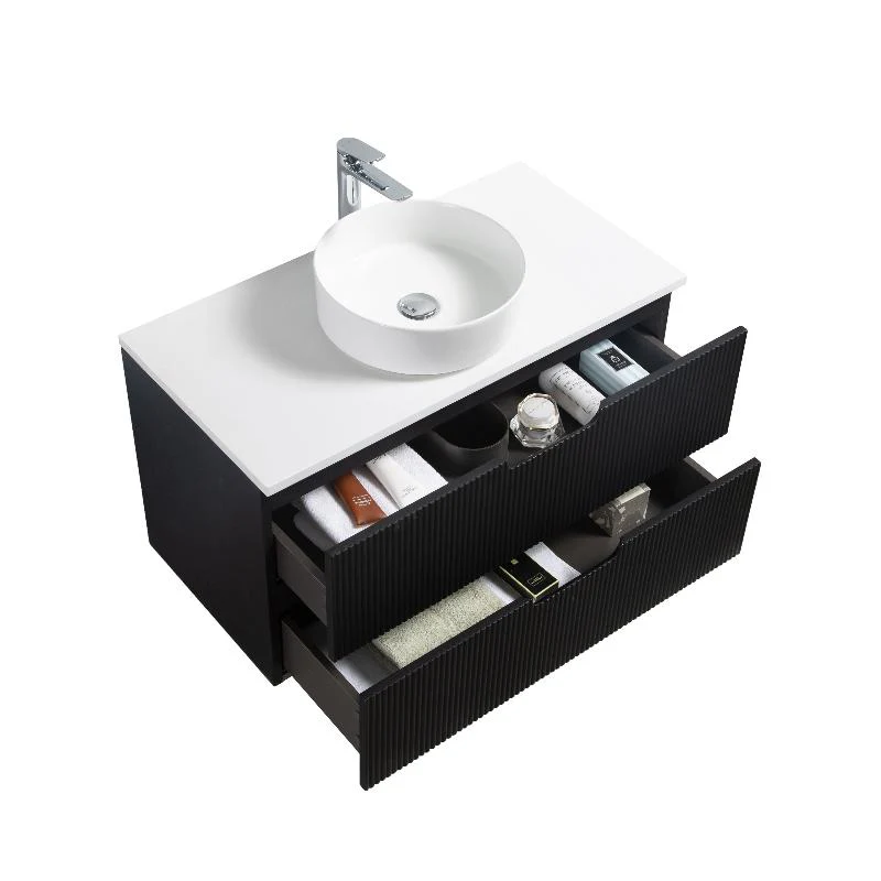 Kelsa 900 Fluted Matte Black Wall Hung Vanity - Image 5