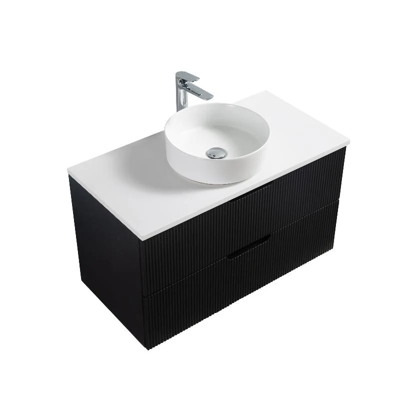 Kelsa 900 Fluted Matte Black Wall Hung Vanity - Image 8