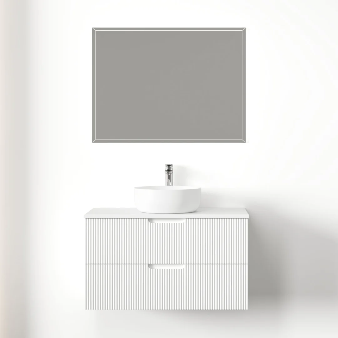 Kelsa 900 Fluted Matte White Wall Hung Vanity