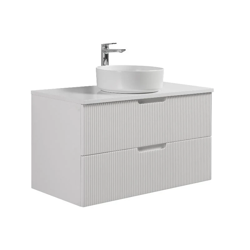 Kelsa 900 Fluted Matte White Wall Hung Vanity - Image 4