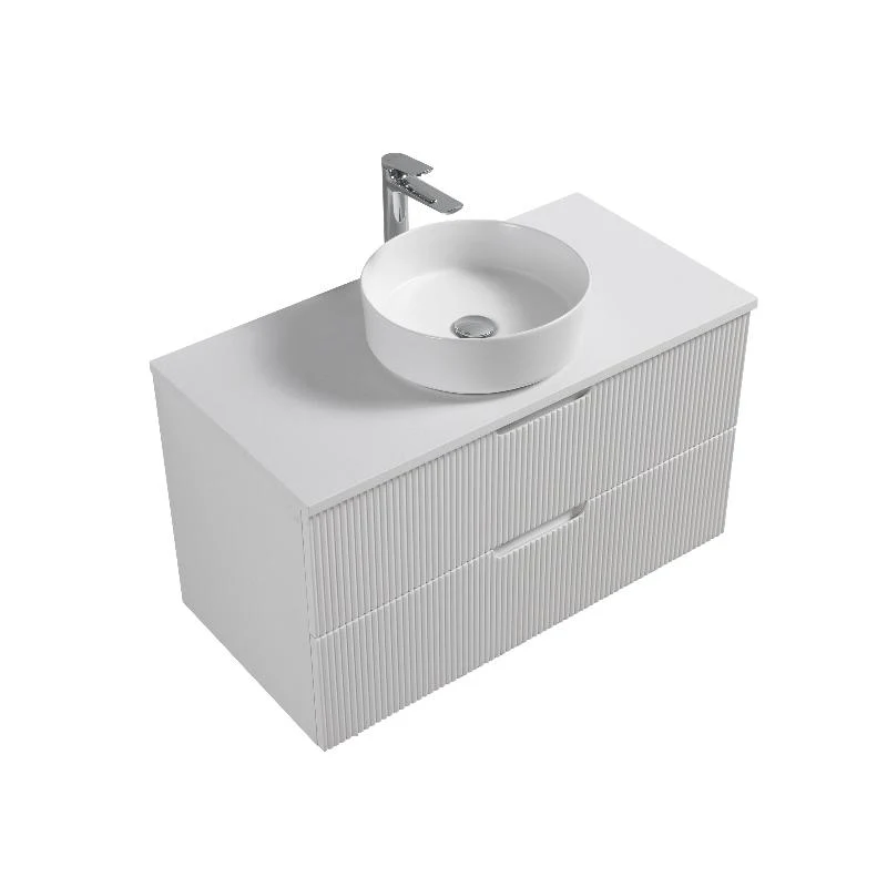 Kelsa 900 Fluted Matte White Wall Hung Vanity - Image 5