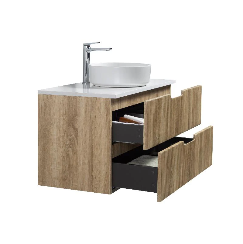 Kelsa 900 Fluted White Oak Wall Hung Vanity - Image 2